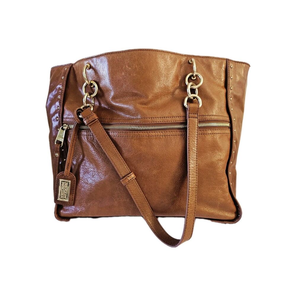 Badgley Mischka Brown Leather Slouchy Shoulder Bag Crossbody